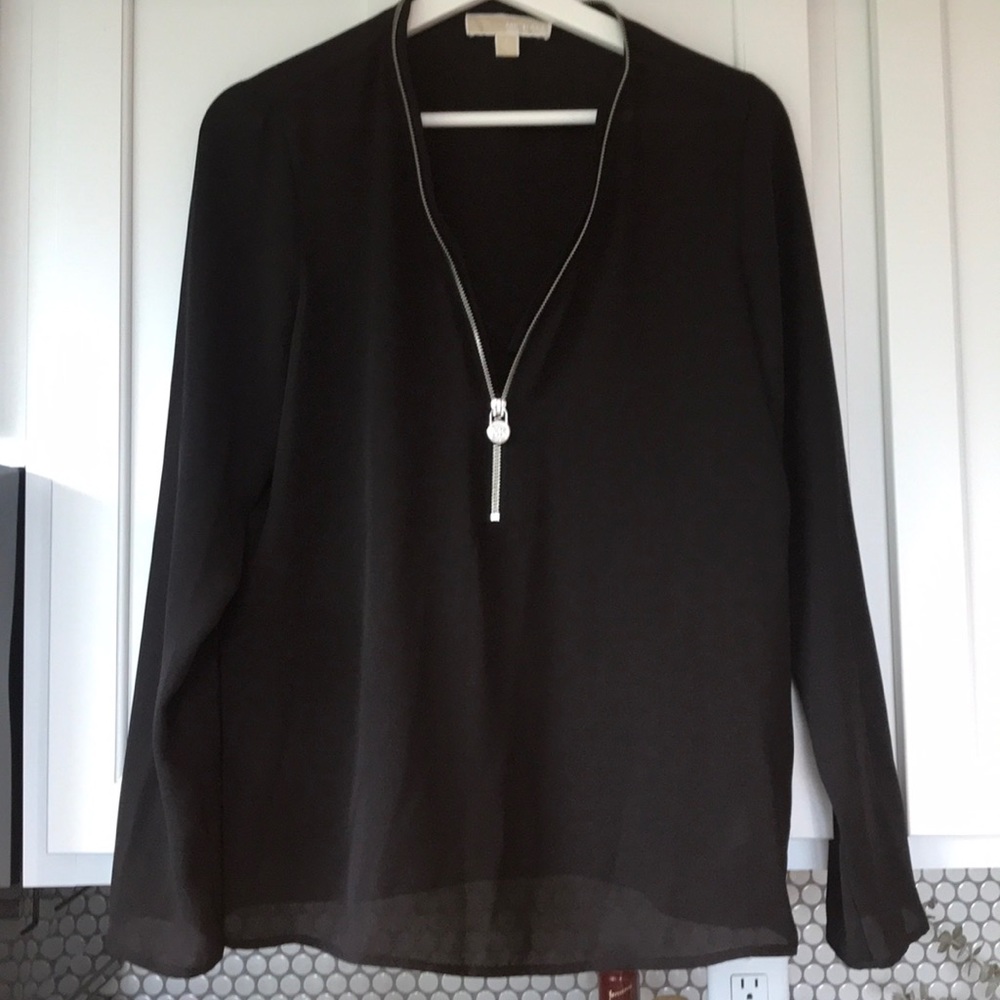 Michael Kors black blouse/ shirt with zipper